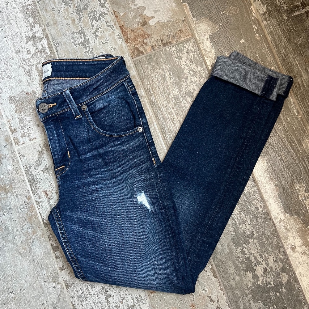 Hudson Bacara Cropped Straight Cuffed Dark Wash Jeans Size 26